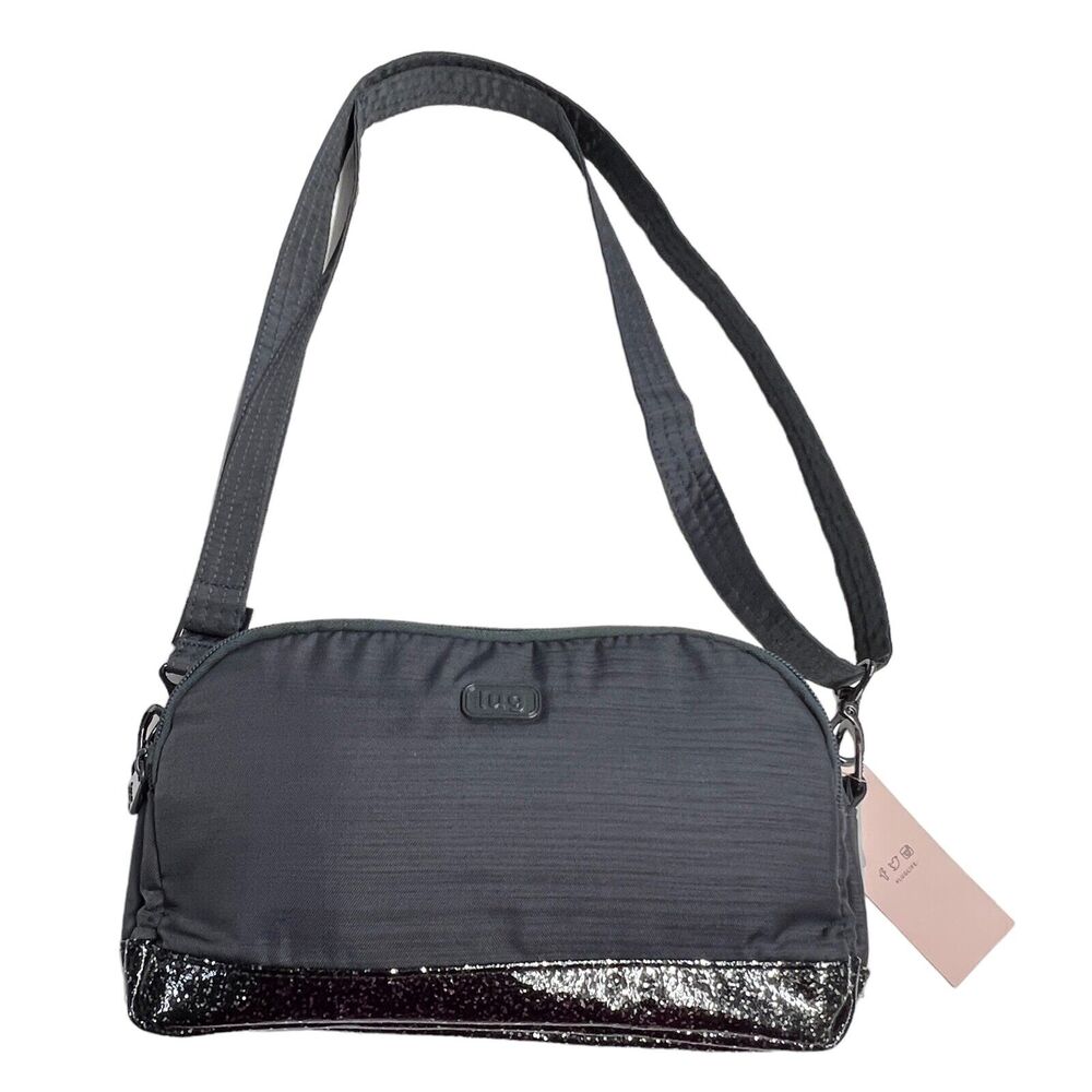 Lug Punter crossbody Bag in Black with Glitter Accent